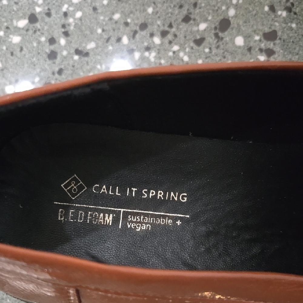 Call It Spring Brown Patent Chunky Loafers with Gold Bit - Picture 5 of 6